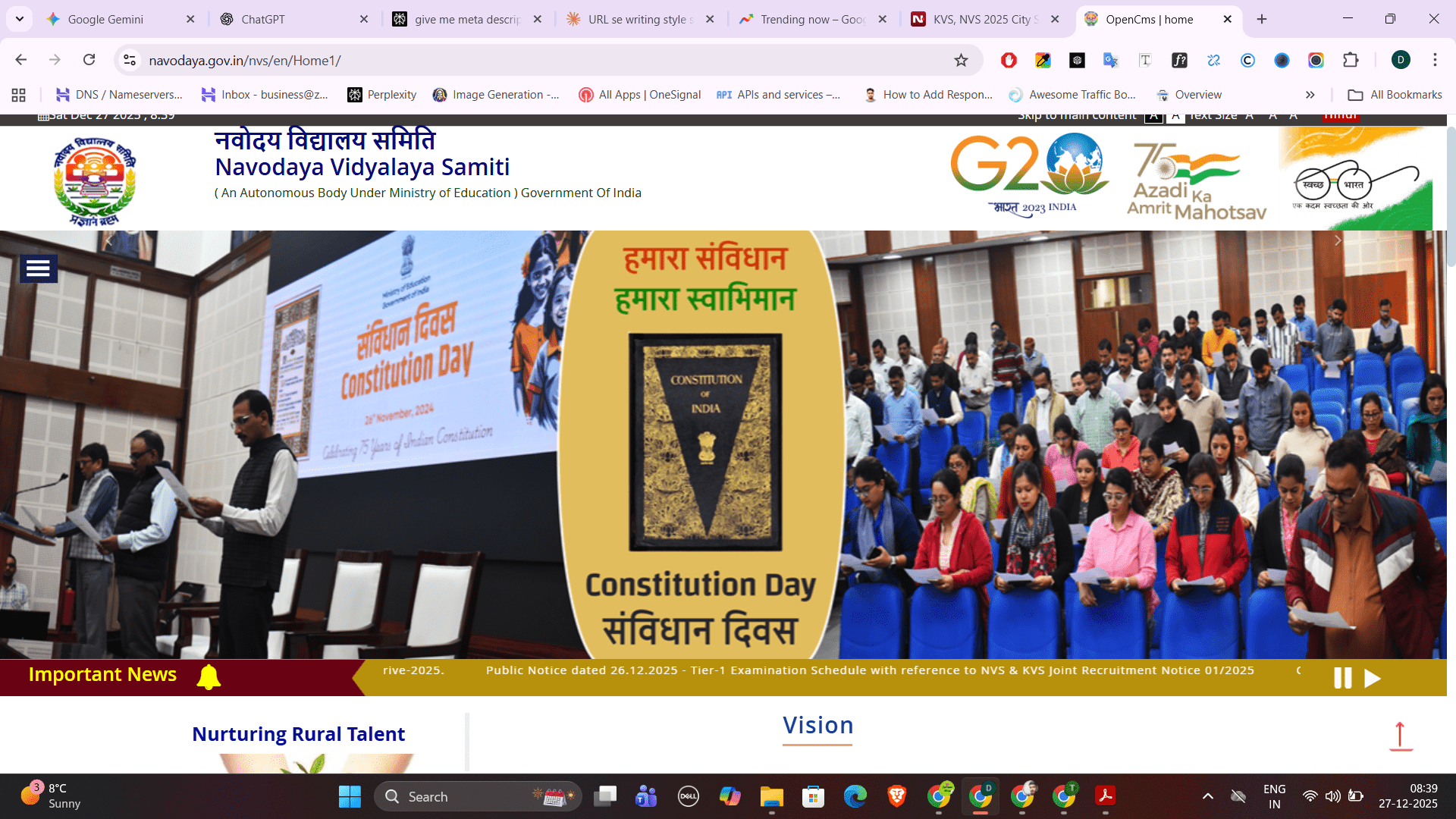 KVS NVS 2025 Exam City Slip Out