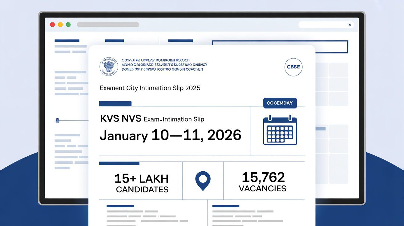 KVS NVS 2025 Exam City Slip Out
