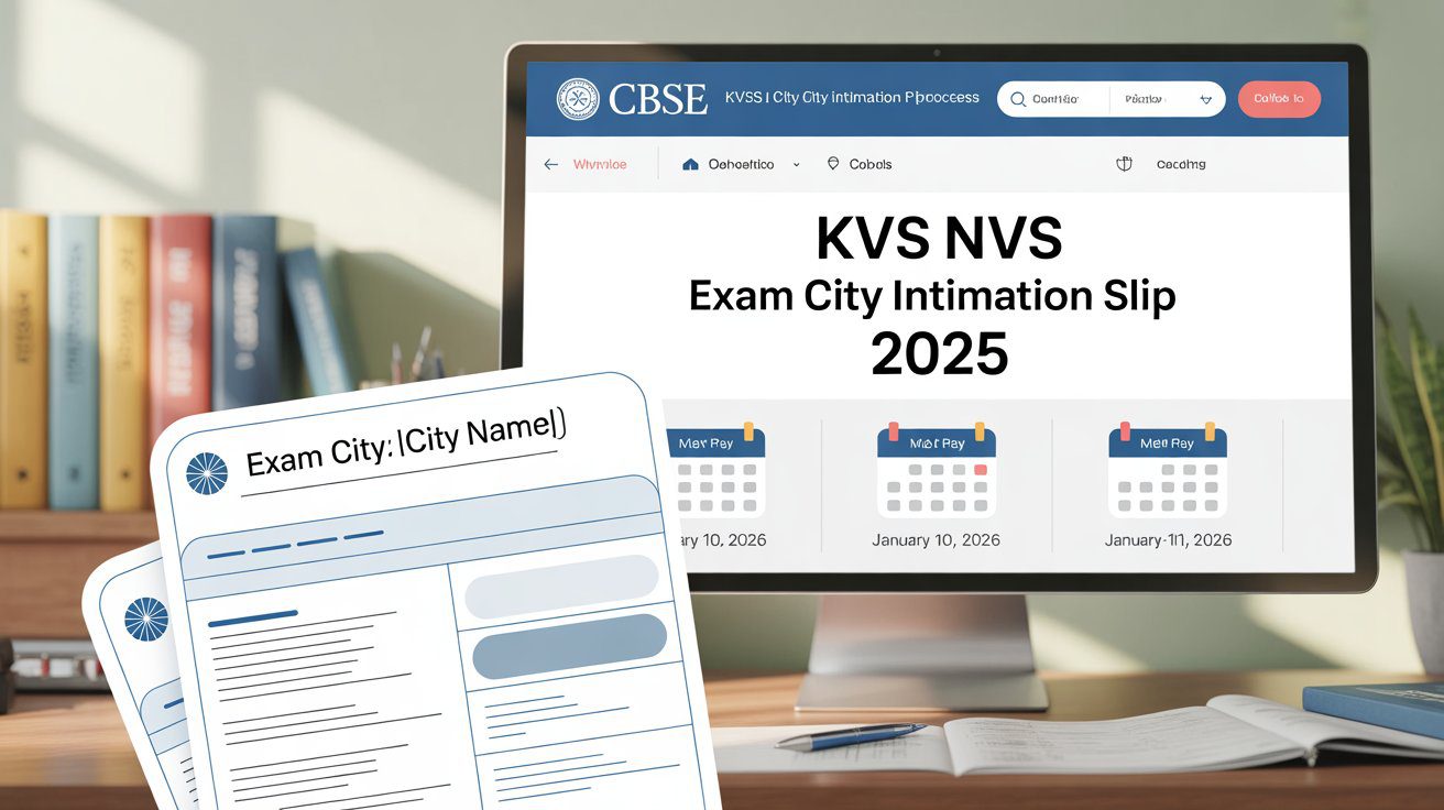 KVS NVS 2025 Exam City Slip Out