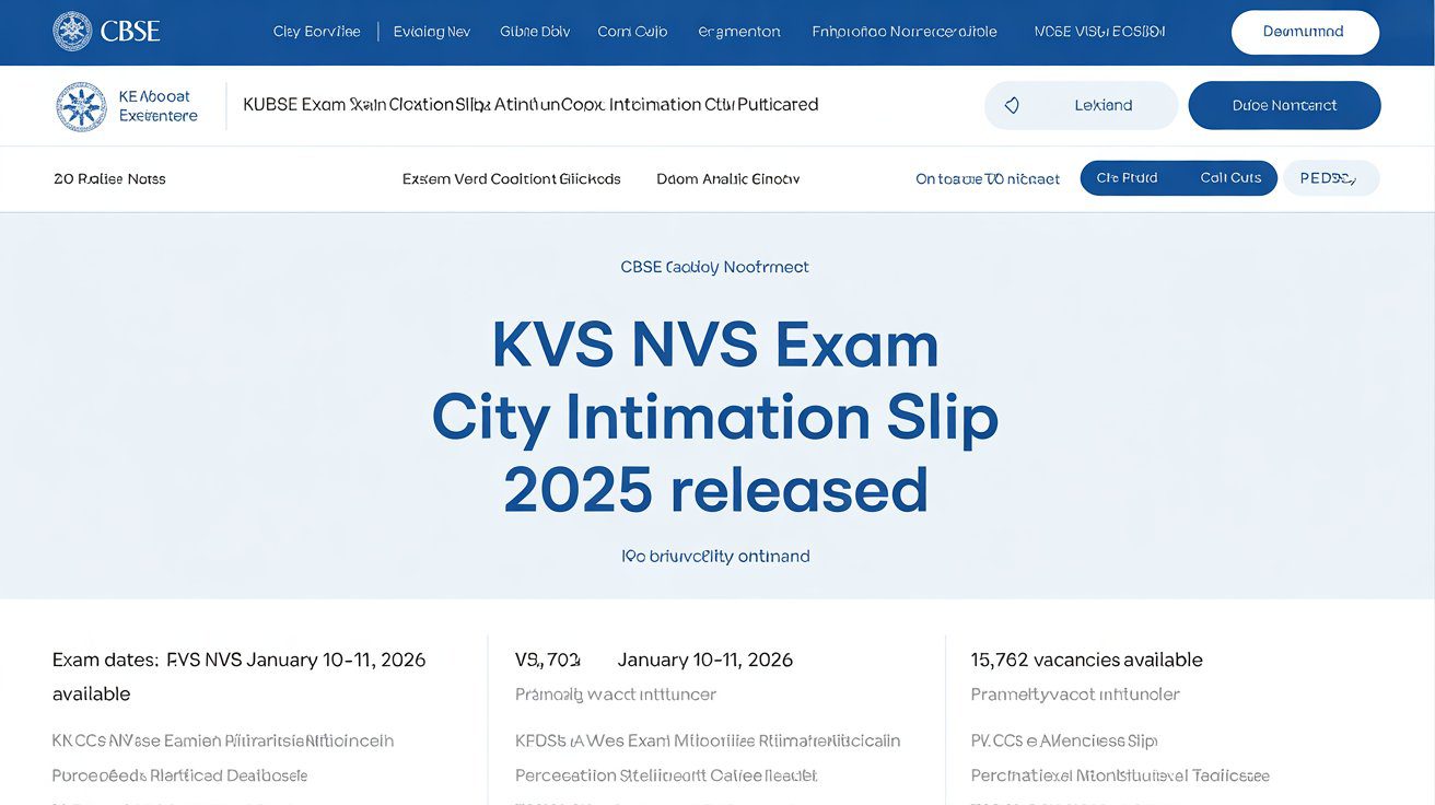 KVS NVS 2025 Exam City Slip Out