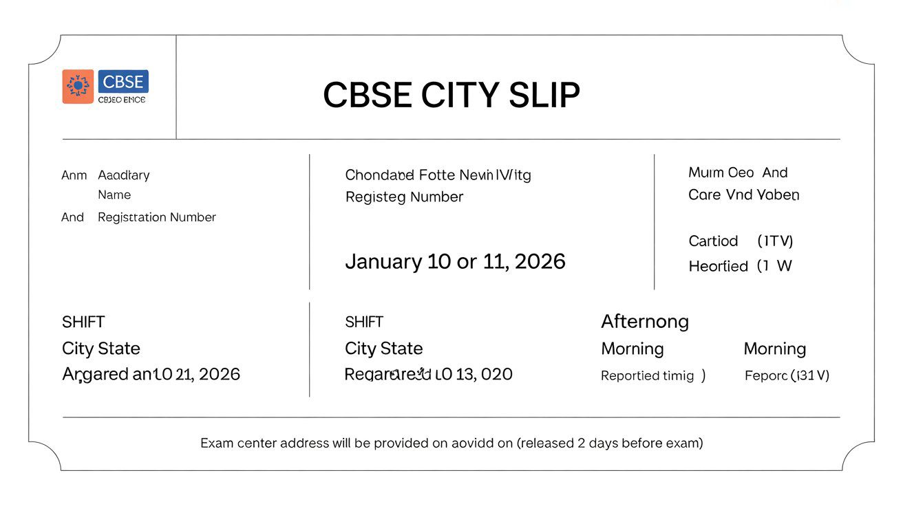 KVS NVS 2025 Exam City Slip Out